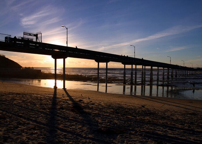 Pier Greeting Card featuring the photograph Ocean Beach Sunset by Steve Parr