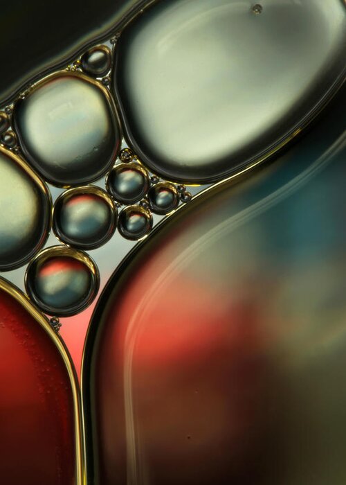 Oil Greeting Card featuring the photograph Oil and Water Metalics Collection IV by Sharon Johnstone