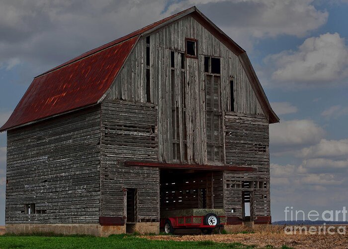 Abandoned Greeting Card featuring the photograph Old wagon Older barn by Alan Look