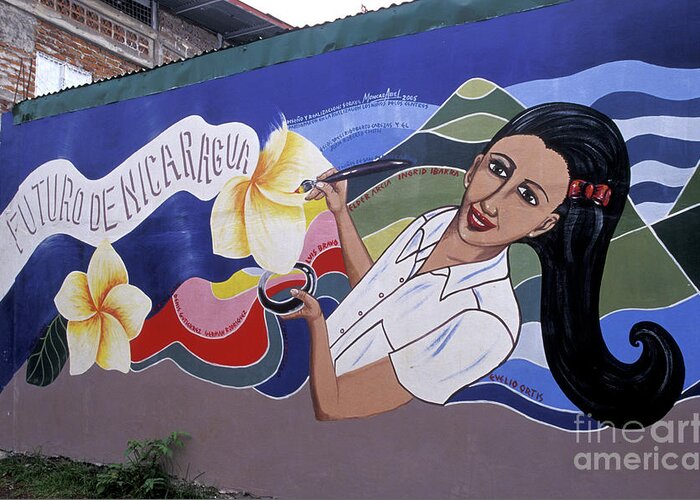 Nicaragua Greeting Card featuring the photograph OMETEPE MURAL Nicaragua by John Mitchell
