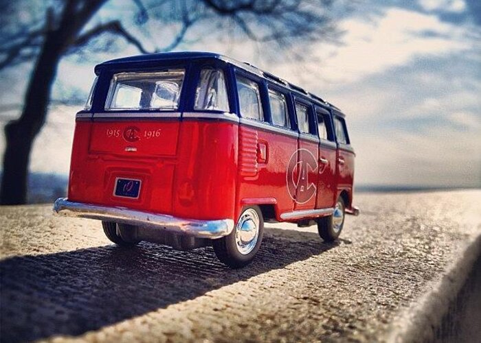 Ch Greeting Card featuring the photograph On The Road... #vw #vwbus #bus #habs by Tobrook Eric gagnon