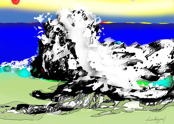 Lake Greeting Card featuring the digital art On The Rocks by Lew Hagood