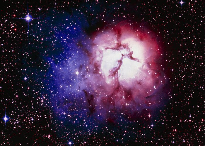 M20 Greeting Card featuring the photograph Optical Image Of The Trifid Nebula In Sagittarius by Celestial Image Co.