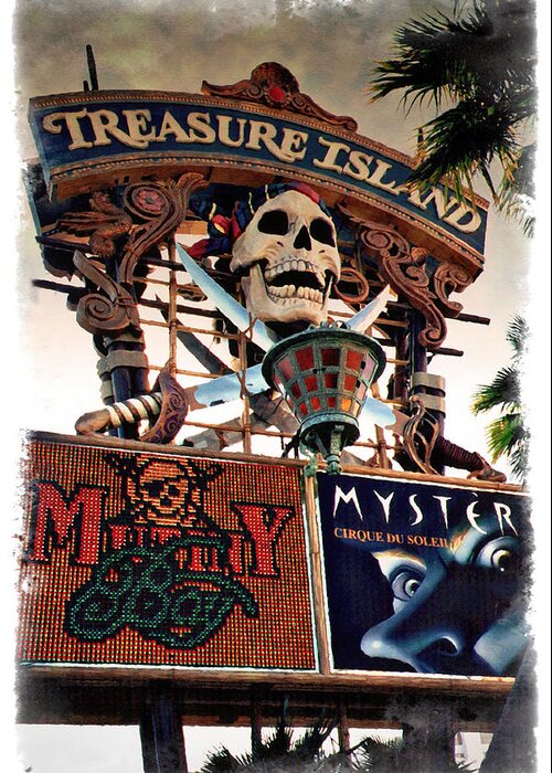 Las Greeting Card featuring the photograph Original Treasure Island Marquee 1994 - IMPRESSIONS by Ricky Barnard
