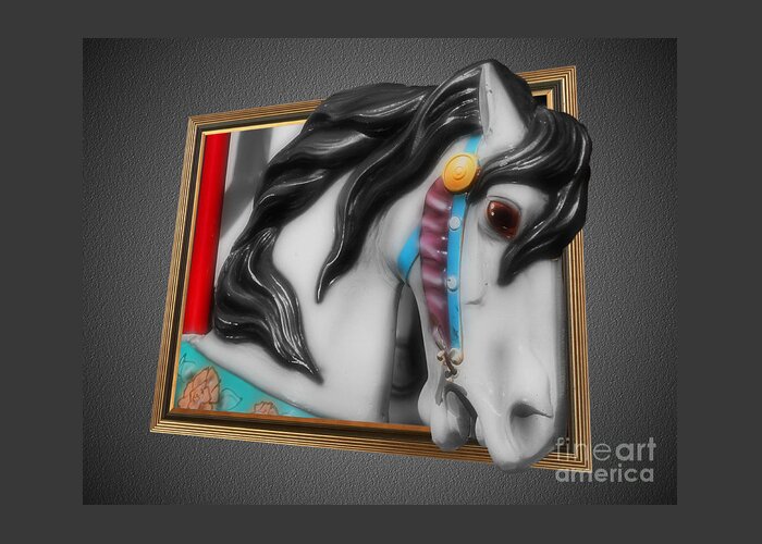 Carousel Horse Greeting Card featuring the photograph Out Of Bounds Carousel Horse by Smilin Eyes Treasures