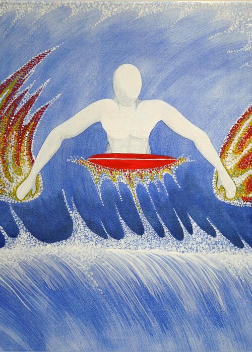 Surfing Greeting Card featuring the painting Paddling by Paul Amaranto