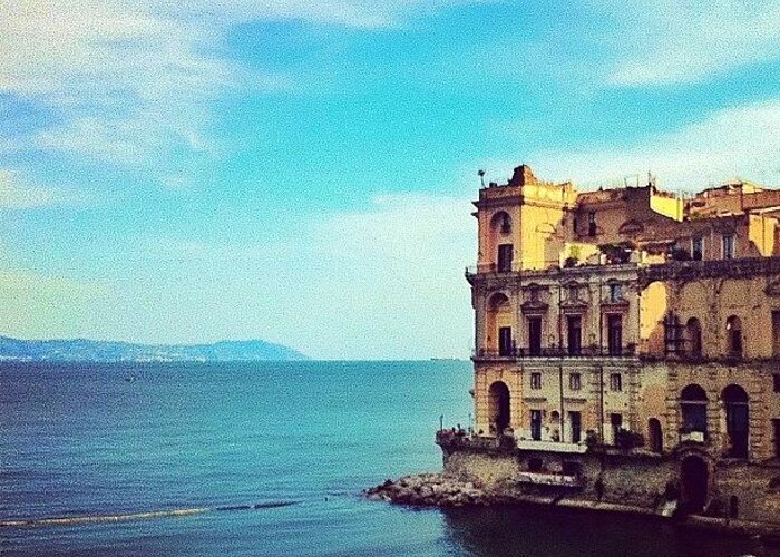 Amazing Greeting Card featuring the photograph Palazzo Donn'anna - napoli italia by Gianluca Sommella