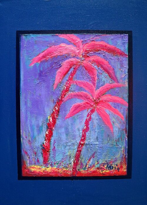 Pink Greeting Card featuring the painting Palm Tree Series 14 by Karin Eisermann