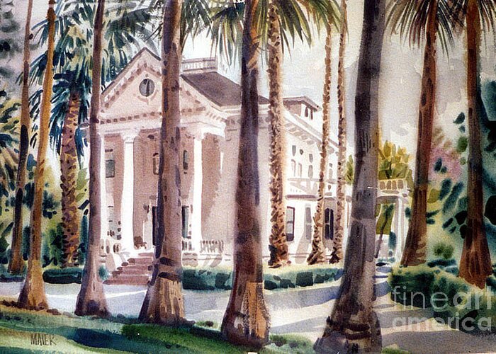 Mansion Greeting Card featuring the painting Palo Alto Mansion by Donald Maier