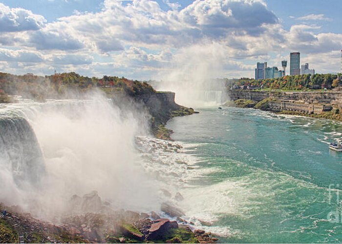 Niagra Falls Greeting Card featuring the photograph Panorama of Niagra Falls by Jack Schultz