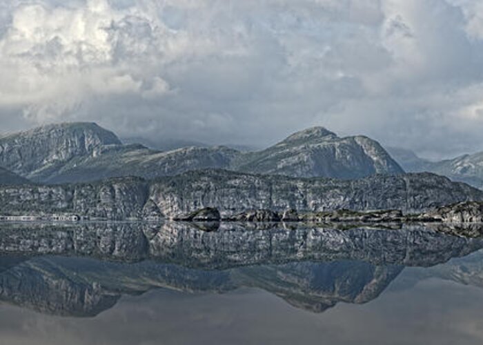 Seascape Greeting Card featuring the photograph Panoramic Reflections by Andy Astbury