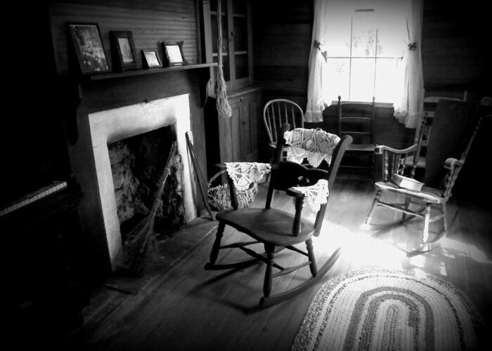 Parlor Room Greeting Card featuring the photograph Parlor Room II BW by Sheri McLeroy