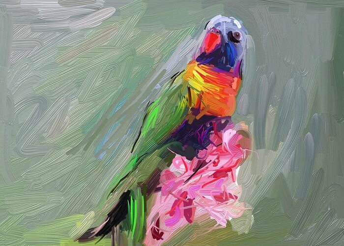 Parrot Greeting Card featuring the painting Parrot by Bogdan Floridana Oana