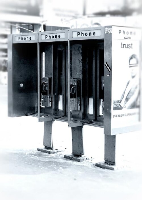 New York City Greeting Card featuring the photograph Pay Phones - Still in NYC by Angie Tirado