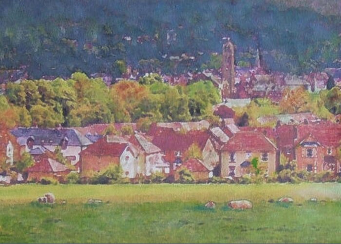 Landscape Greeting Card featuring the painting Peebles Vista by Richard James Digance