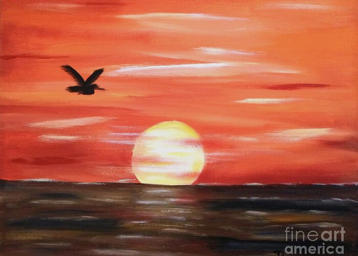 Pelican Orange Sunset North by Diane Wigstone