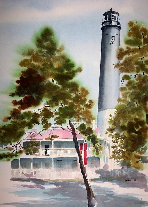 Landscape Greeting Card featuring the painting Pensacola Light by Richard Willows