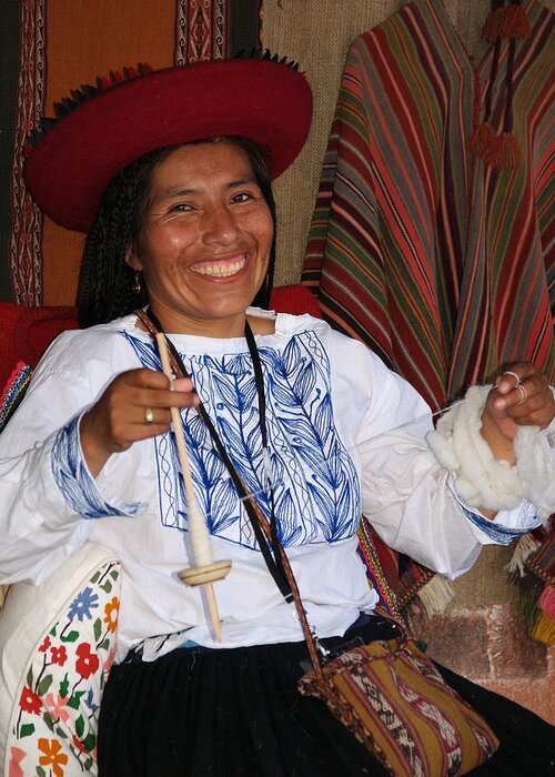 Peru Greeting Card featuring the photograph Peruvian Weaver by Nora Martinez