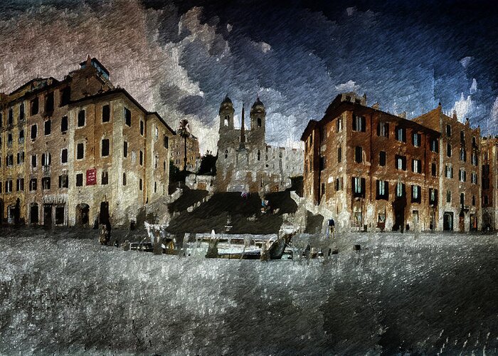 Piazza Di Spagna Greeting Card featuring the digital art Piazza di Spagna by Andrea Barbieri