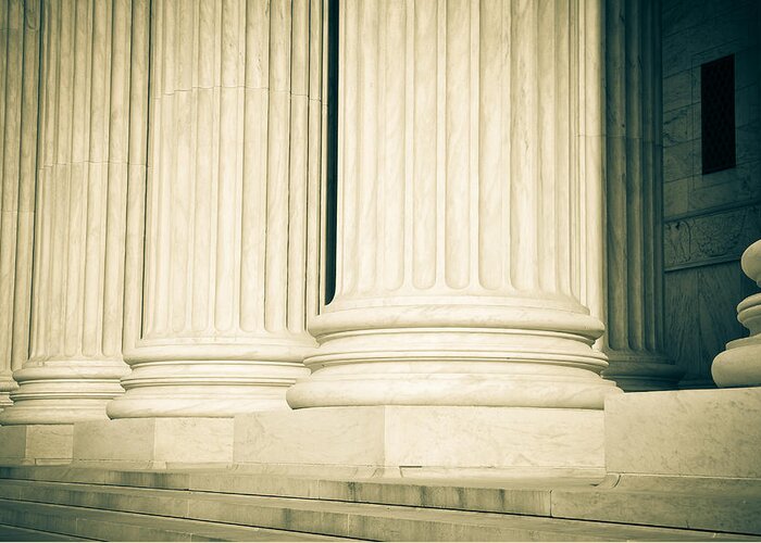 Stone Greeting Card featuring the photograph Pillars of Law and Justice US Supreme Court by Brandon Bourdages