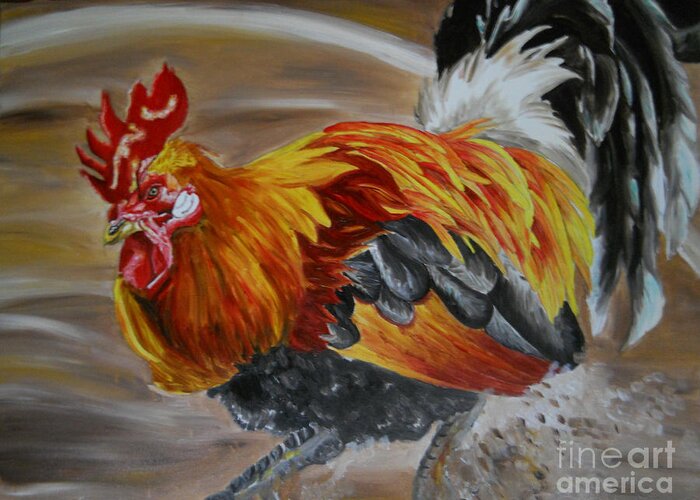 Rooster Greeting Card featuring the painting Pinto by Yenni Harrison