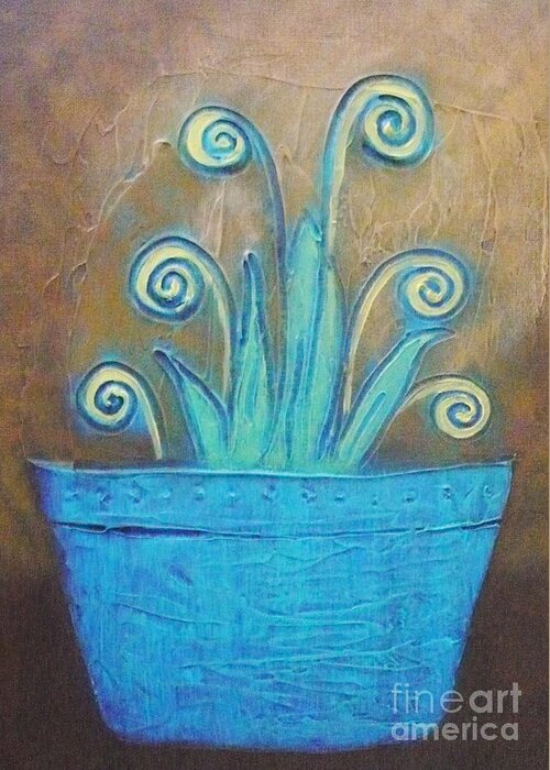 Plant Greeting Card featuring the painting Plant Pot by Monika Shepherdson