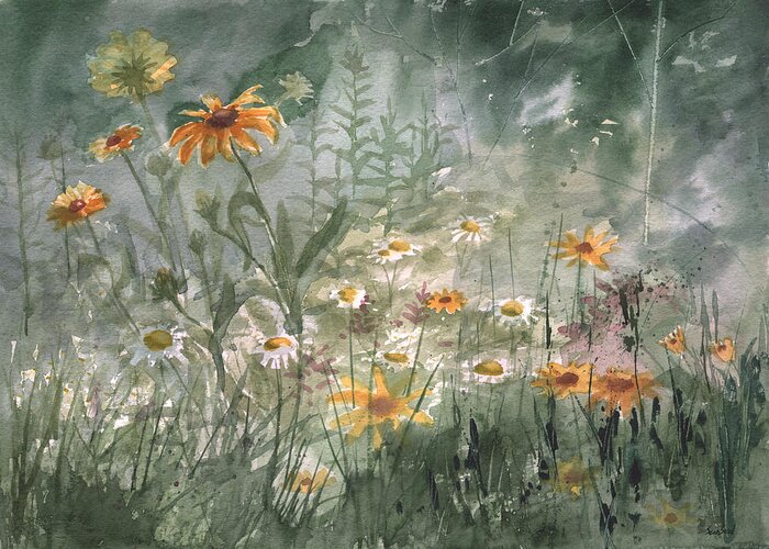 Brown Eyed Susans Greeting Card featuring the painting Plein Air 7 by Sean Seal