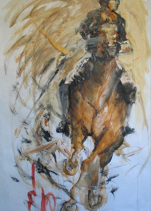 Polo Player Greeting Card featuring the painting Polo 2 by Elizabeth Parashis