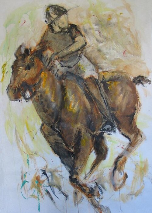 Polo Player Greeting Card featuring the painting Polo 3 by Elizabeth Parashis