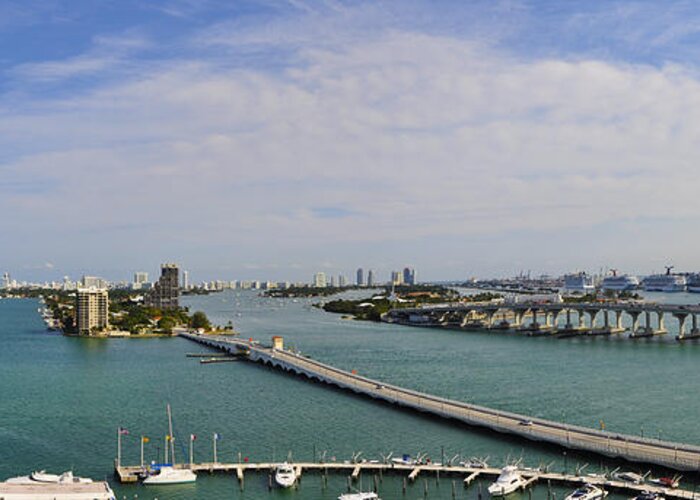 Miami Panorama Greeting Card featuring the photograph Port of Miami by Dejan Jovanovic