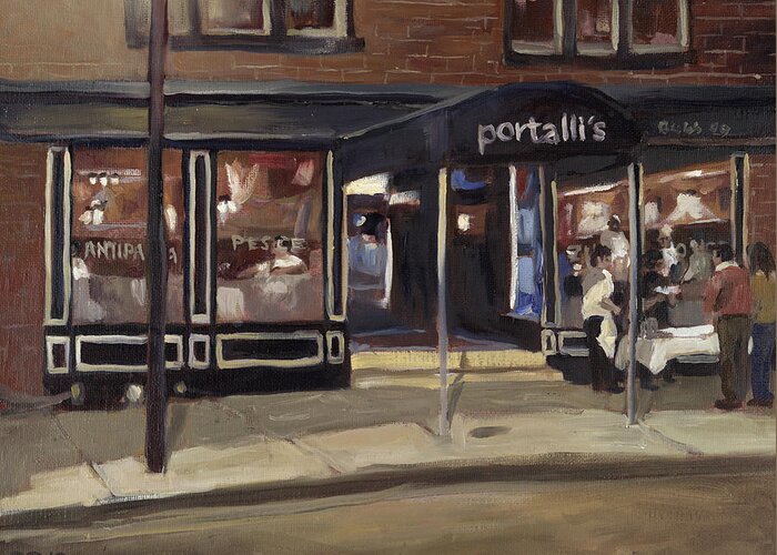 City Greeting Card featuring the painting Portall's at Night by Edward Williams
