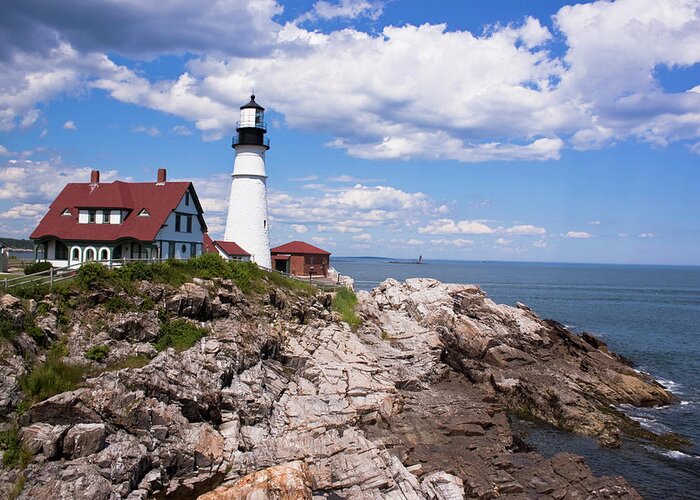 Portland Greeting Card featuring the photograph Portland Head Light by Tom Singleton