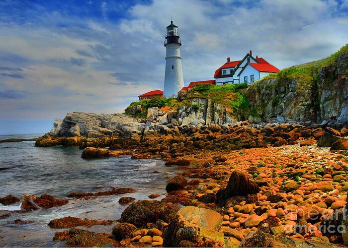 Portland Lighthouse Greeting Card featuring the photograph Portland Headlight by Adam Jewell