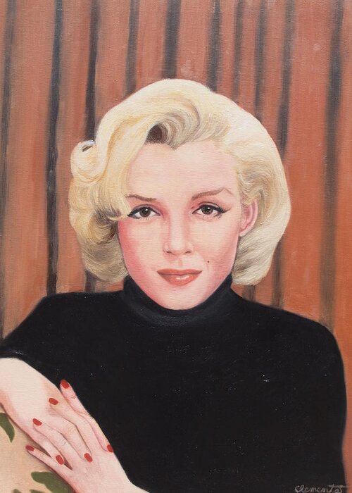 Marilyn Monroe Greeting Card featuring the painting Portrait of Marilyn by Barbara Barber