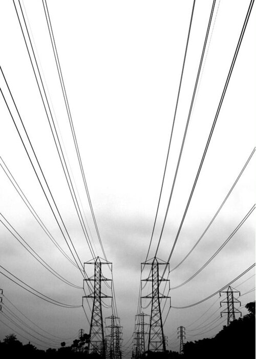 Power Lines Greeting Card featuring the photograph Power Lines by Scott Brown