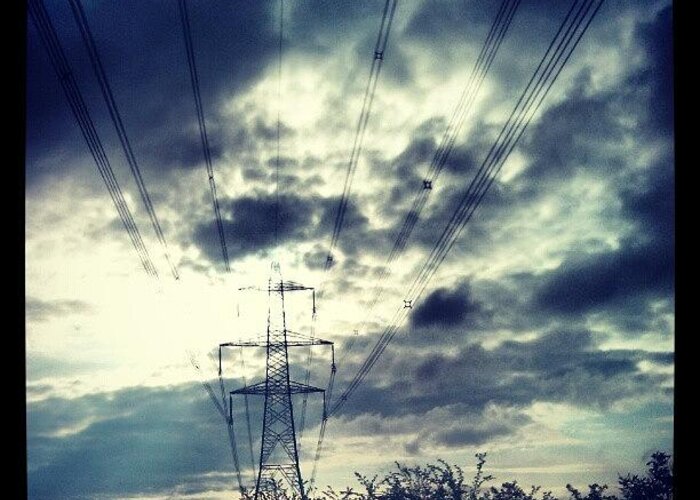 Androidinstagram Greeting Card featuring the photograph Power Supply #pylon #yorkshire by Pete Carr