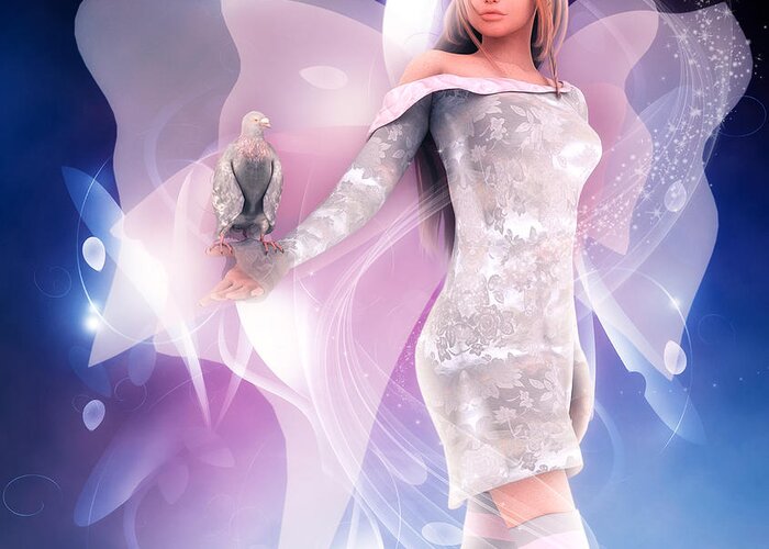 3d Greeting Card featuring the digital art Princess Fairy by Jutta Maria Pusl
