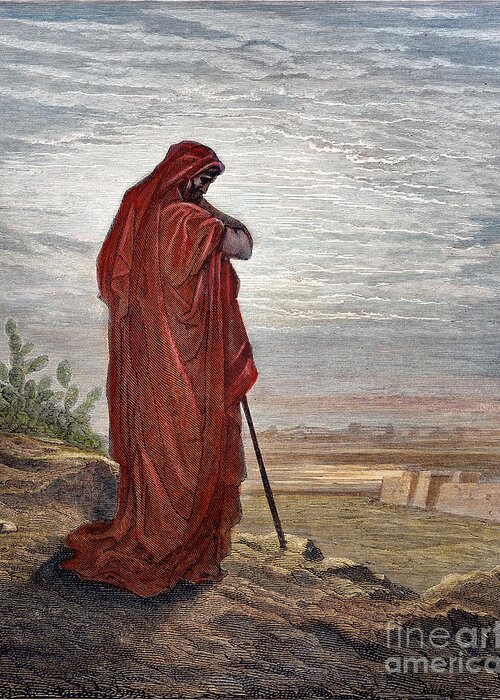 Amos Greeting Card featuring the drawing Prophet Amos #1 by Gustave Dore