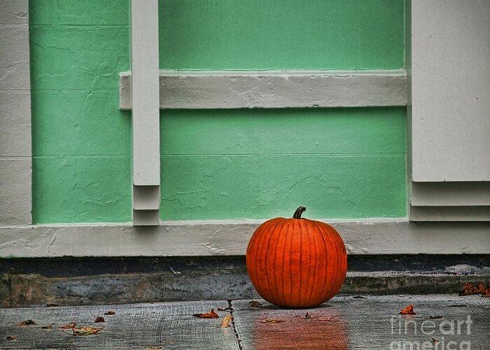 Orange Greeting Card featuring the photograph Pumpkin Deco by Terry Doyle