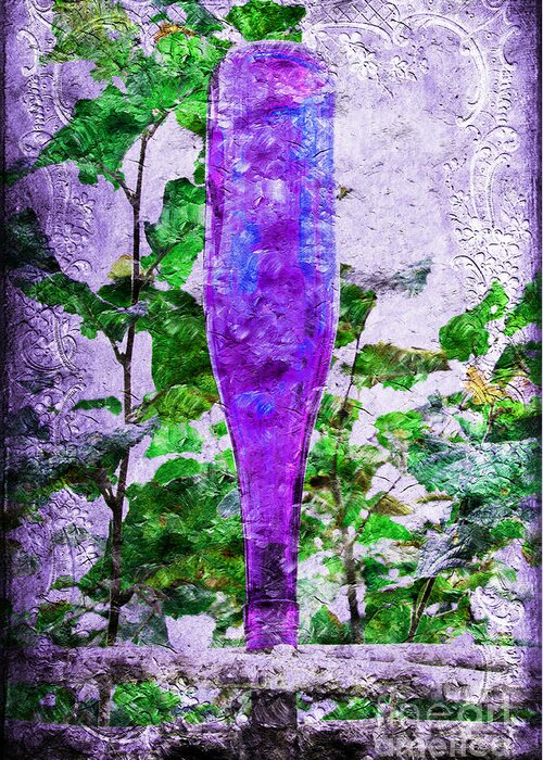 Glass Greeting Card featuring the photograph Purple Bottle Triptych 2 of 3 by Andee Design