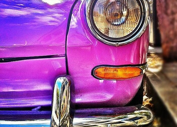 Vw Greeting Card featuring the photograph Purple VW Bug by Julie Gebhardt