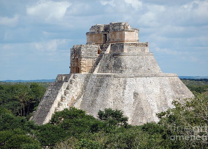 Uxmal Greeting Card featuring the photograph Pyramid of the Magician at Uxmal Mexico by Shawn O'Brien