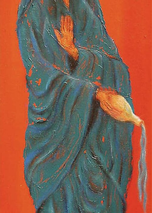 Kwan Yin Greeting Card featuring the painting Quan Yin Pouring by Suzan Sommers