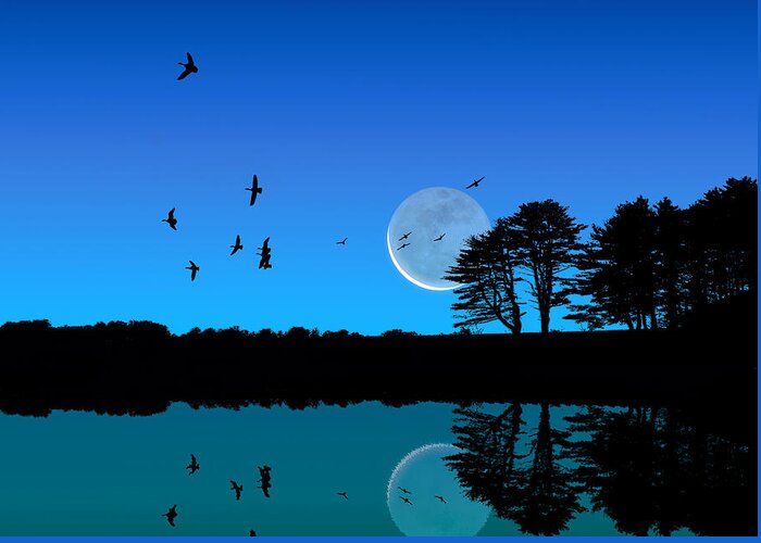 Moon Greeting Card featuring the photograph Quiet Moonrise by Larry Landolfi