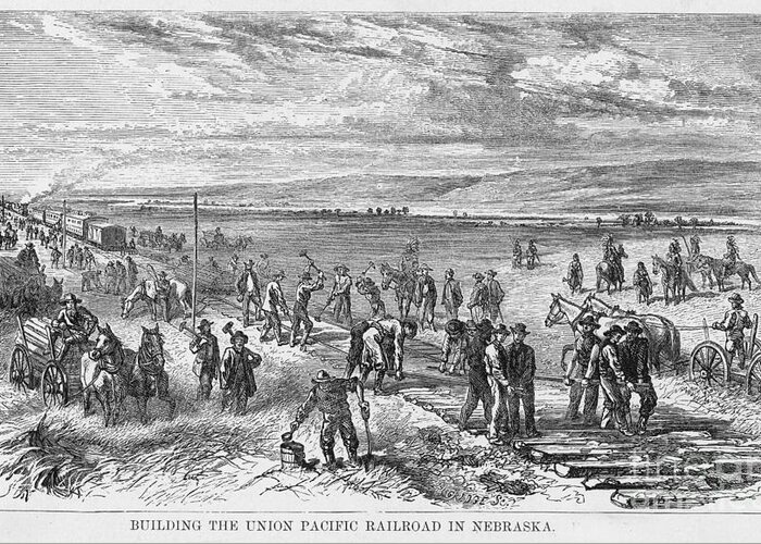 1867 Greeting Card featuring the photograph Railroading: U.s.a by Granger