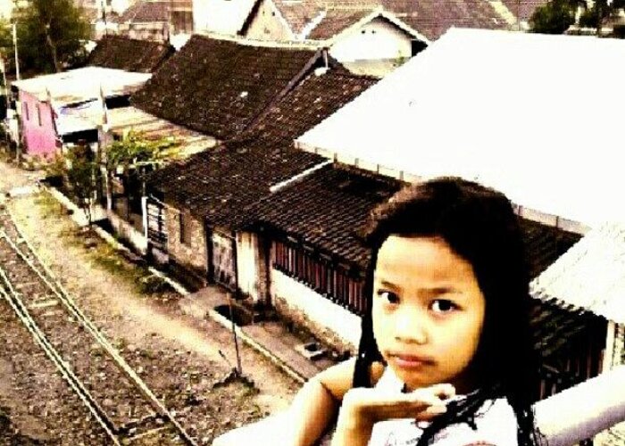 Indonesia Greeting Card featuring the photograph #railway #landscape #street #surakarta by Vika Klaretha Dyahsasanti