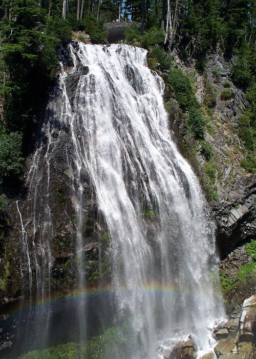 Rainbow Greeting Card featuring the photograph Rainbow at Narada Falls by Mark Bowmer