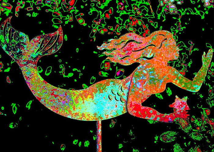 Rainbow Greeting Card featuring the digital art Rainbow Mermaid by Larry Beat