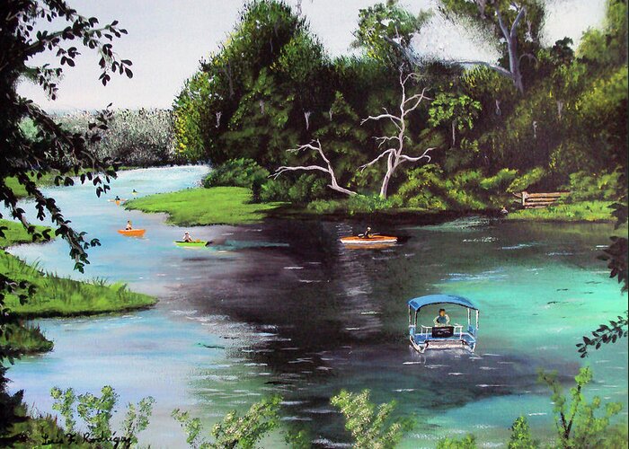 Rainbow Springs Greeting Card featuring the painting Rainbow Springs In Florida by Luis F Rodriguez