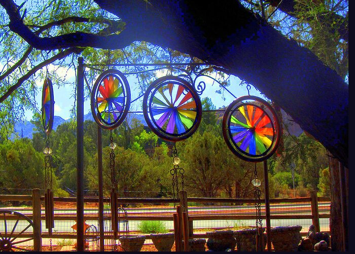 Wind Chimes Greeting Card featuring the photograph Rainbow Wind Chimes by Donna Spadola